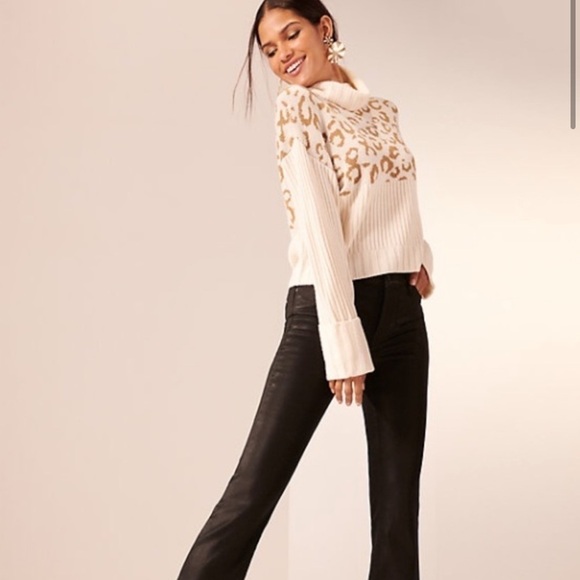 Nine West Leopard Print Turtleneck Sweater - Picture 1 of 9